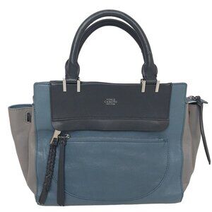 Vince Camuto Ayla Leather Satchel Crossbody Blue Gray Medium MSRP $250